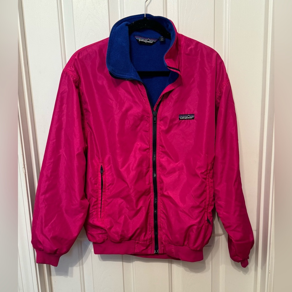 Patagonia Kids Fleece Lined Windbreaker Jacket Purple Pink Youth Size 14